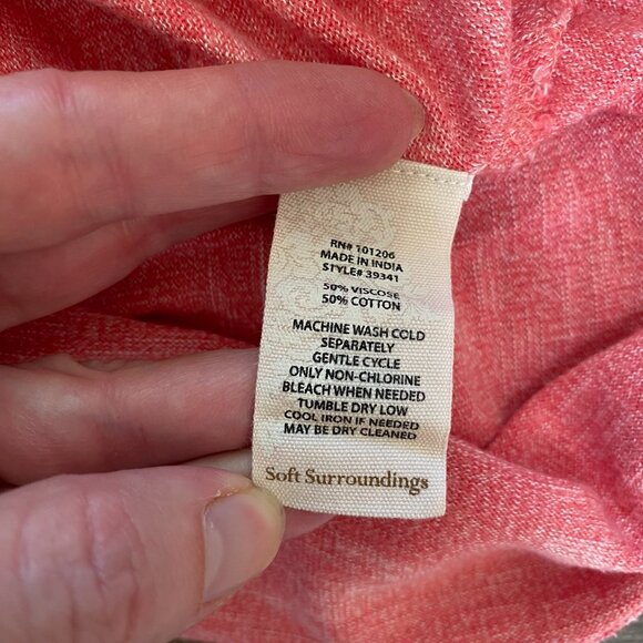 Soft Surroundings Womens Maxi Jersey Knit Dress Sz PL Pink Cold Shoulder Travel - Picture 6 of 9